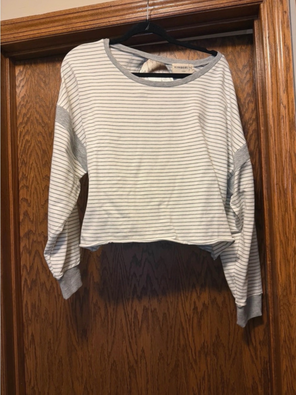 Kimberly C. Gray & White Striped Cropped Long-Sleeve Top